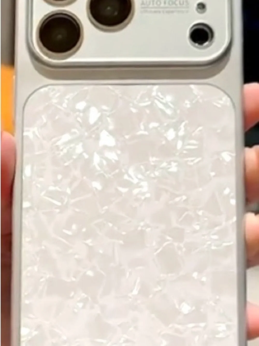 NEW White Iridescent Shell iPhone 17 Pro Case. Hard case. Soft edges.